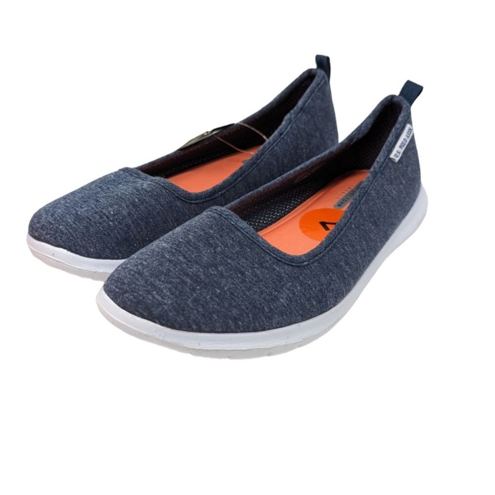 U.S. Polo Assn Denim Blue Flat Shoes Foam Cushion Sole Lightweight Slip On Sz 7